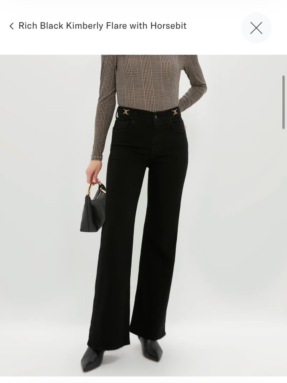 Citizens Of Humanity Black Flare Jeans with Horsebit Waist Detail